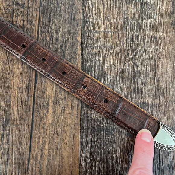 VTG Canterbury Belt Genuine Crocodile Italian Leather Western Mens Size 34 Brown - Picture 8 of 15
